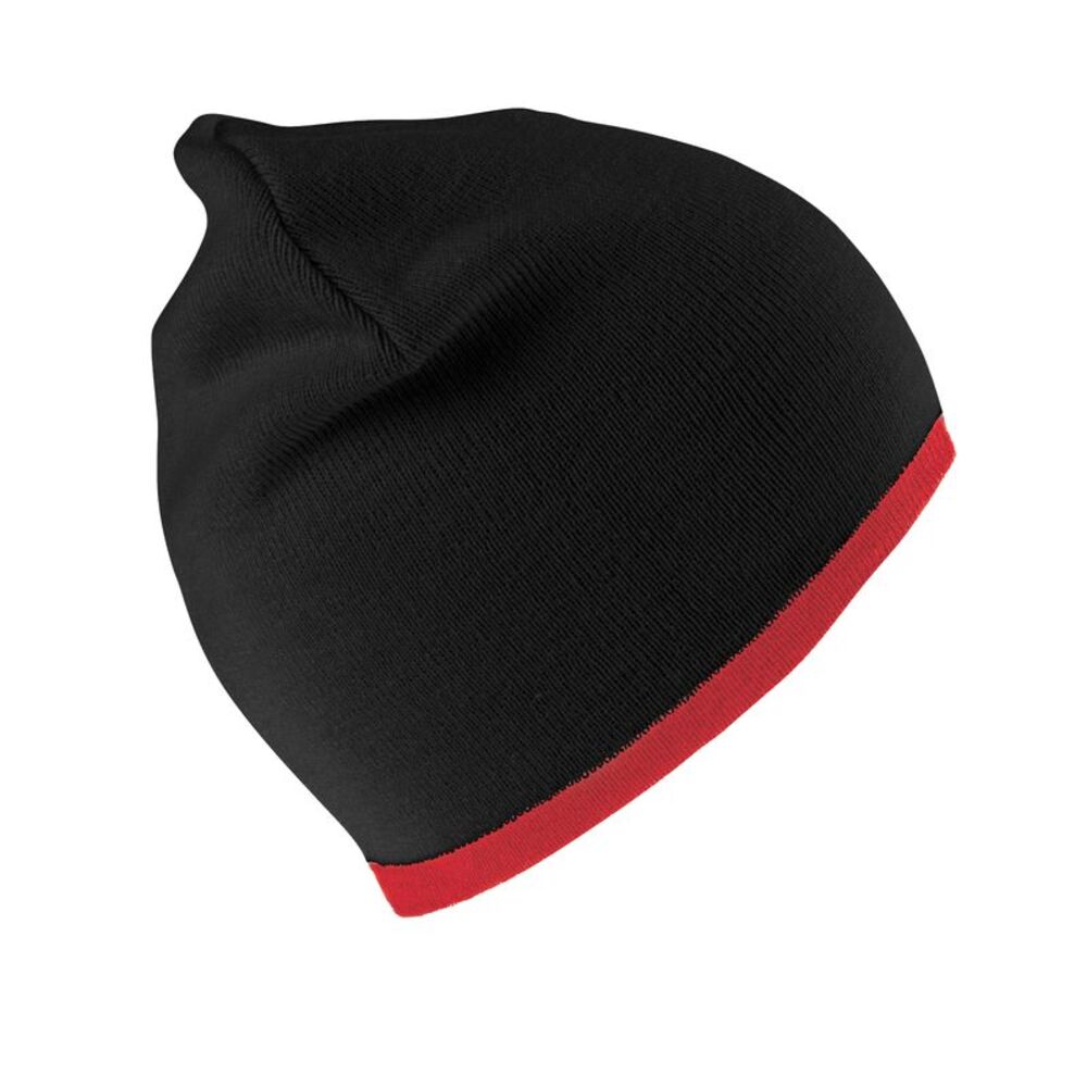 Result Winter Essentials Unisex Adult Reversible Fashion Beanie / Black/Red